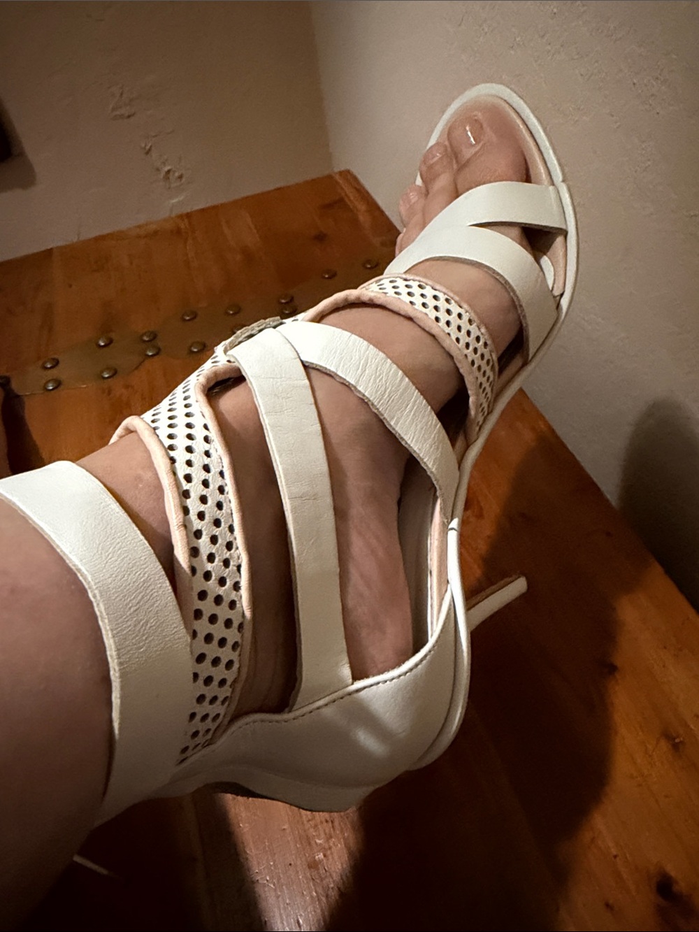 Rebecca Taylor Cream Strappy Stiletto Sandals Caged Gladiator